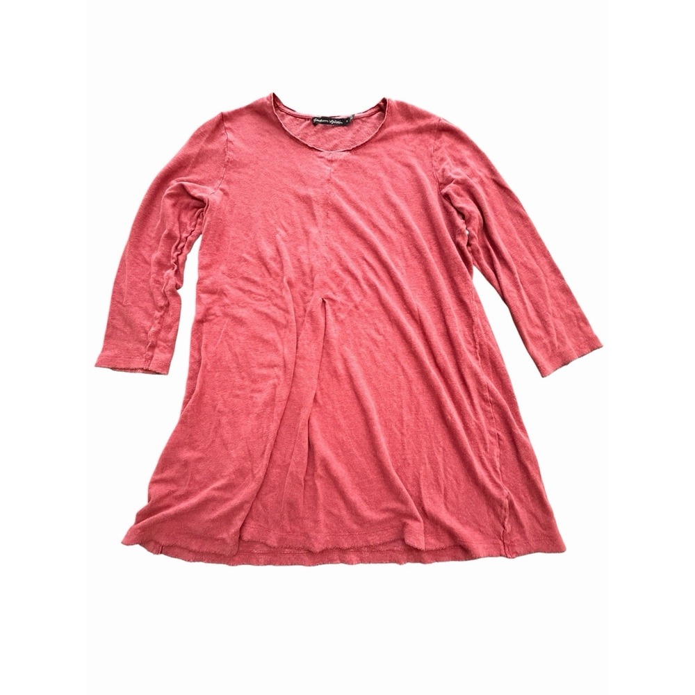 Gudrun Sjoden Tunic Medium 100% Organic Linen‎ Lagenlook 3/4 Sleeve *Flaw* #I2-3